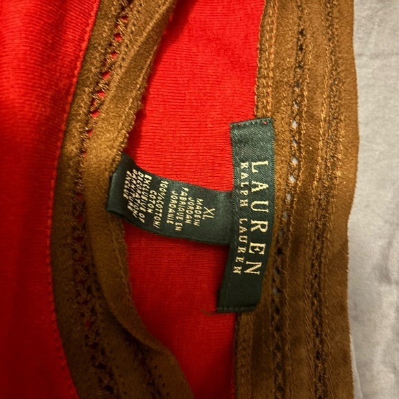 Lauren Ralph Lauren Women’s Unique Red Longsleeve XL 100% Cotton Blouse NWOT - Picture 3 of 11